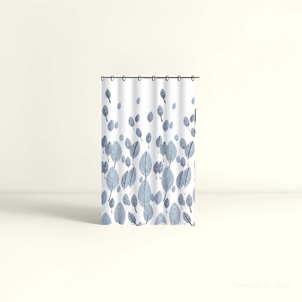 六款布艺浴帘包装好蓝色圆形粉色水滴黑白叶子彩色花朵蓝色浪花黄绿条纹防水隔断帘141306701