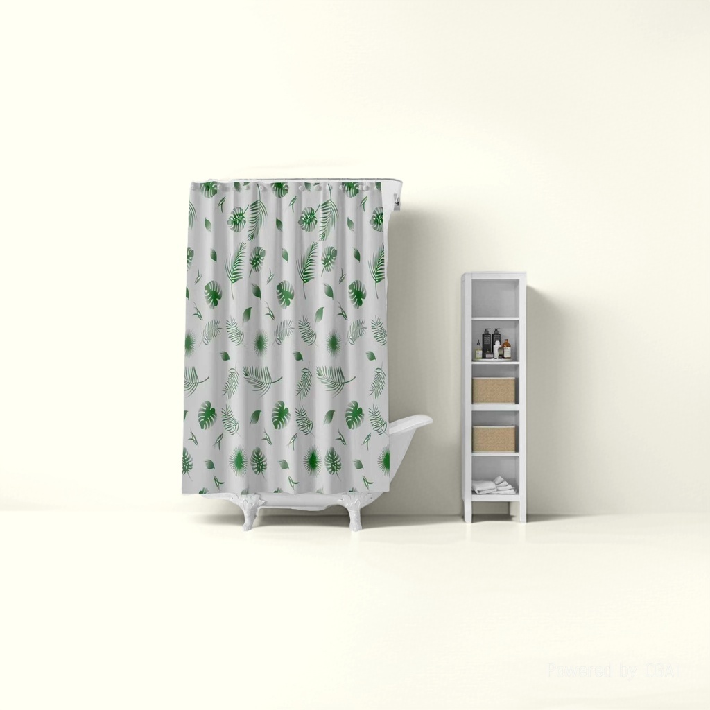 六款布艺浴帘包装好蓝色圆形粉色水滴黑白叶子彩色花朵蓝色浪花黄绿条纹防水隔断帘141437256