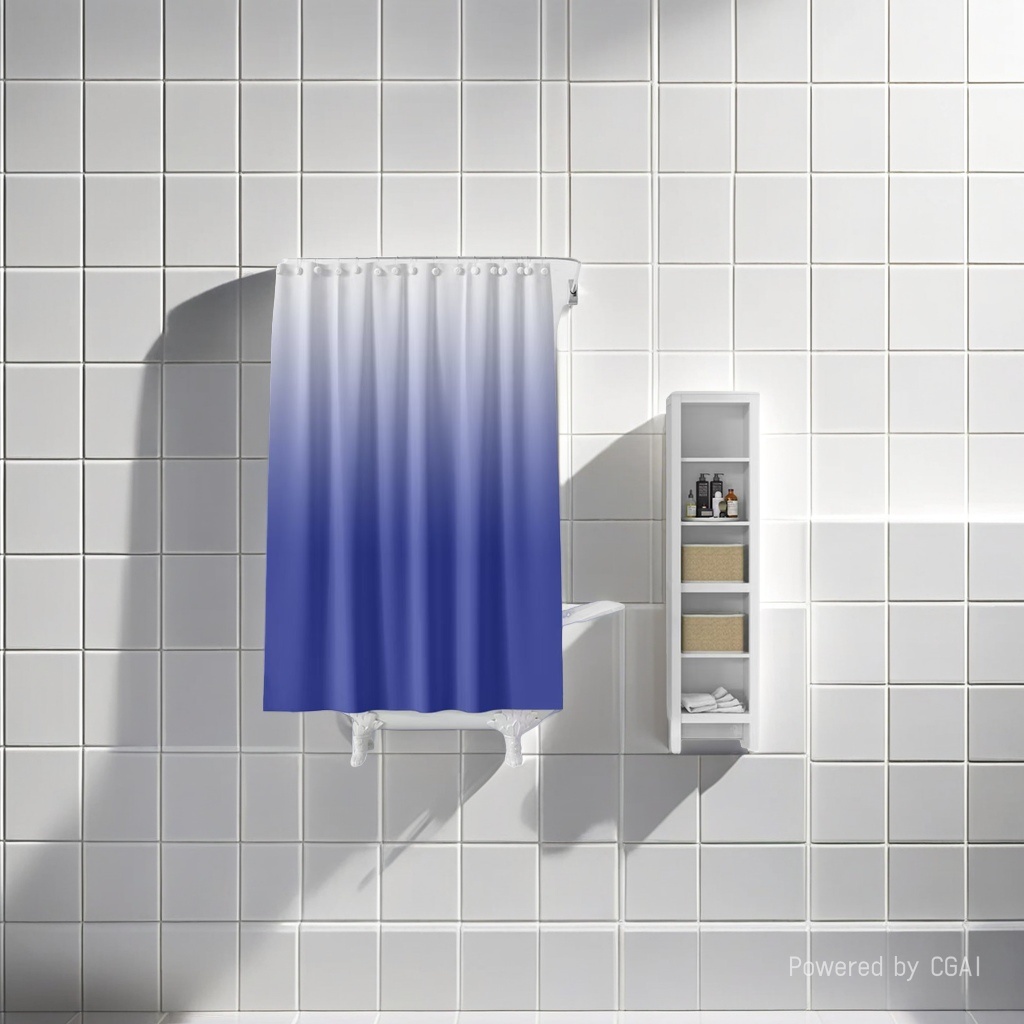 الستائر الزرقاء والأبيض والأبيض غير المثقوب، الستائر الواقية من الماء في الحمام Specification image