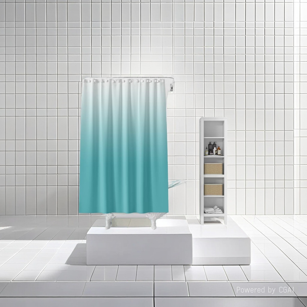 Gradient color non-perforated bath curtain, partition curtain, bathroom waterproof fabric, folding bathroom back door curtain Application Scenario