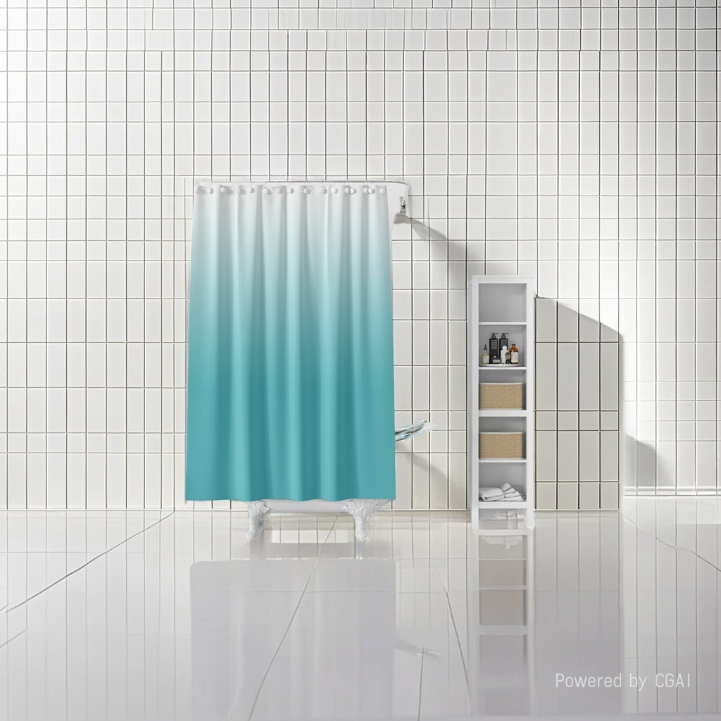 Gradient color non-perforated bath curtain, partition curtain, bathroom waterproof fabric, folding bathroom back door curtain