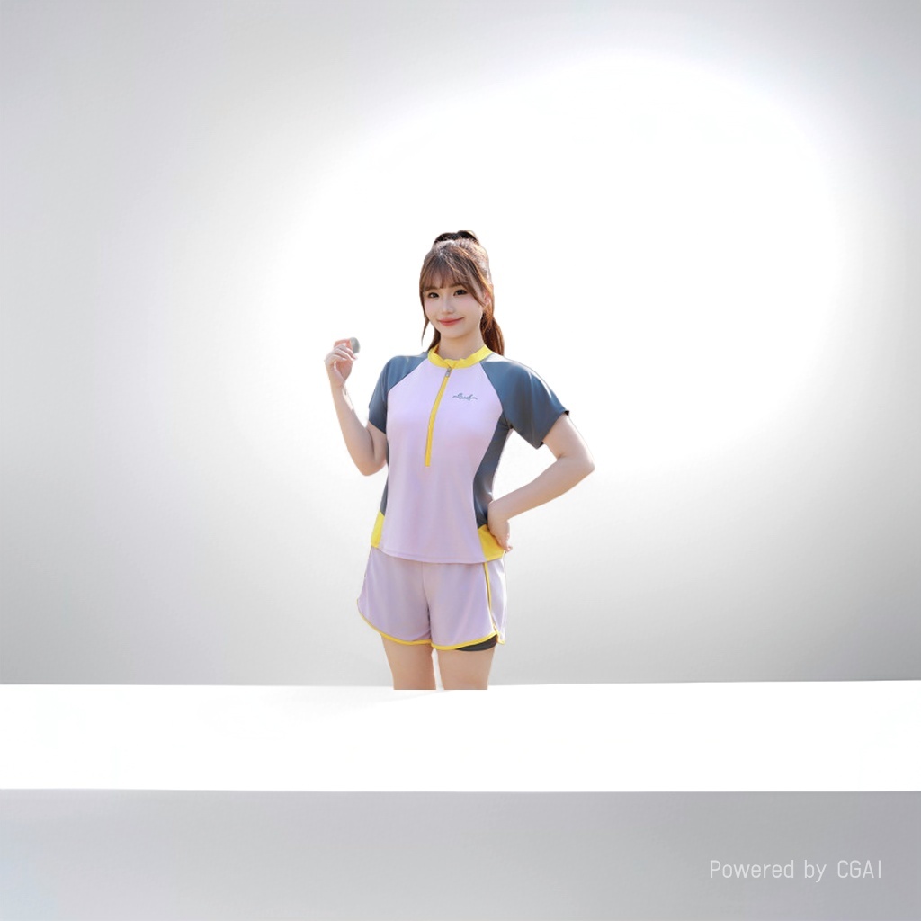 女士加肥泳衣套装三件套模特同款泳装
