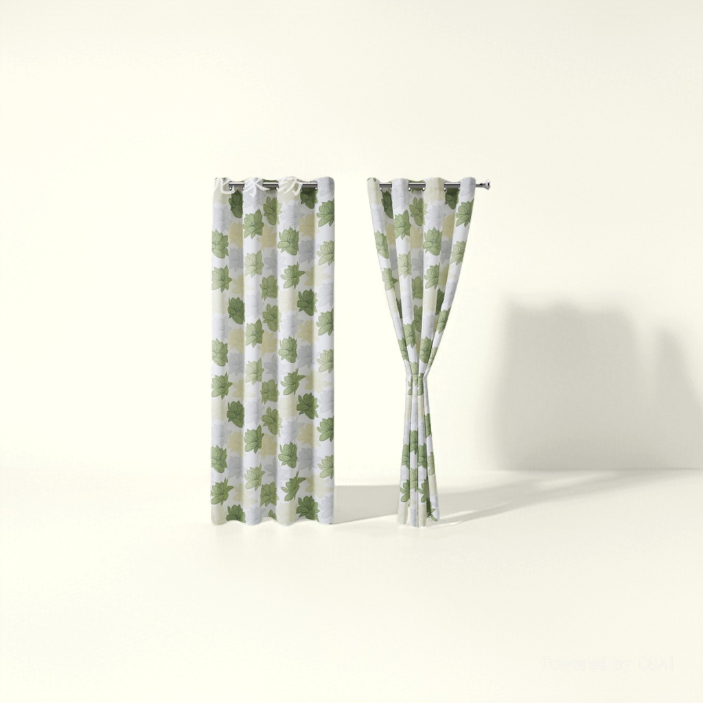 Shengshun Jiahe green leaf pattern fabric curtains, cross-border European and American embroidered soft door curtains, PVC screens