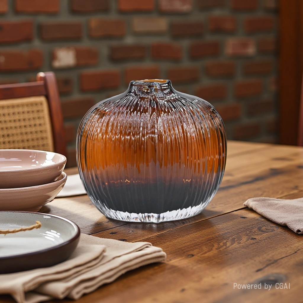 Simple, creative and high-end, natural color glass vase, transparent living room flower arrangement, tulip, lily, table decoration, flower vases, 135630559 Specification image
