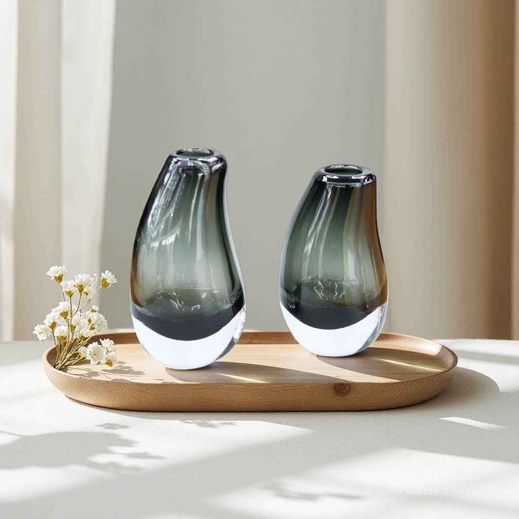 Simple, creative, high-end, natural color glass vase, transparent living room flower arrangement, tulip, lily, table decoration, flower vases, vase