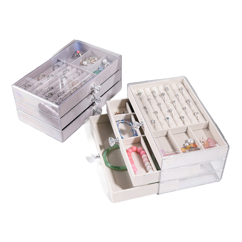 首饰盒/透明珠宝盒/饰品盒子/木质首饰盒/珠宝收纳白底实物图