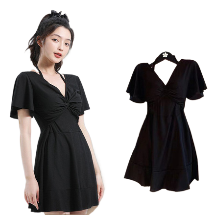 zoke泳衣女/泳衣/泳装/连体背心/温泉泳衣白底实物图