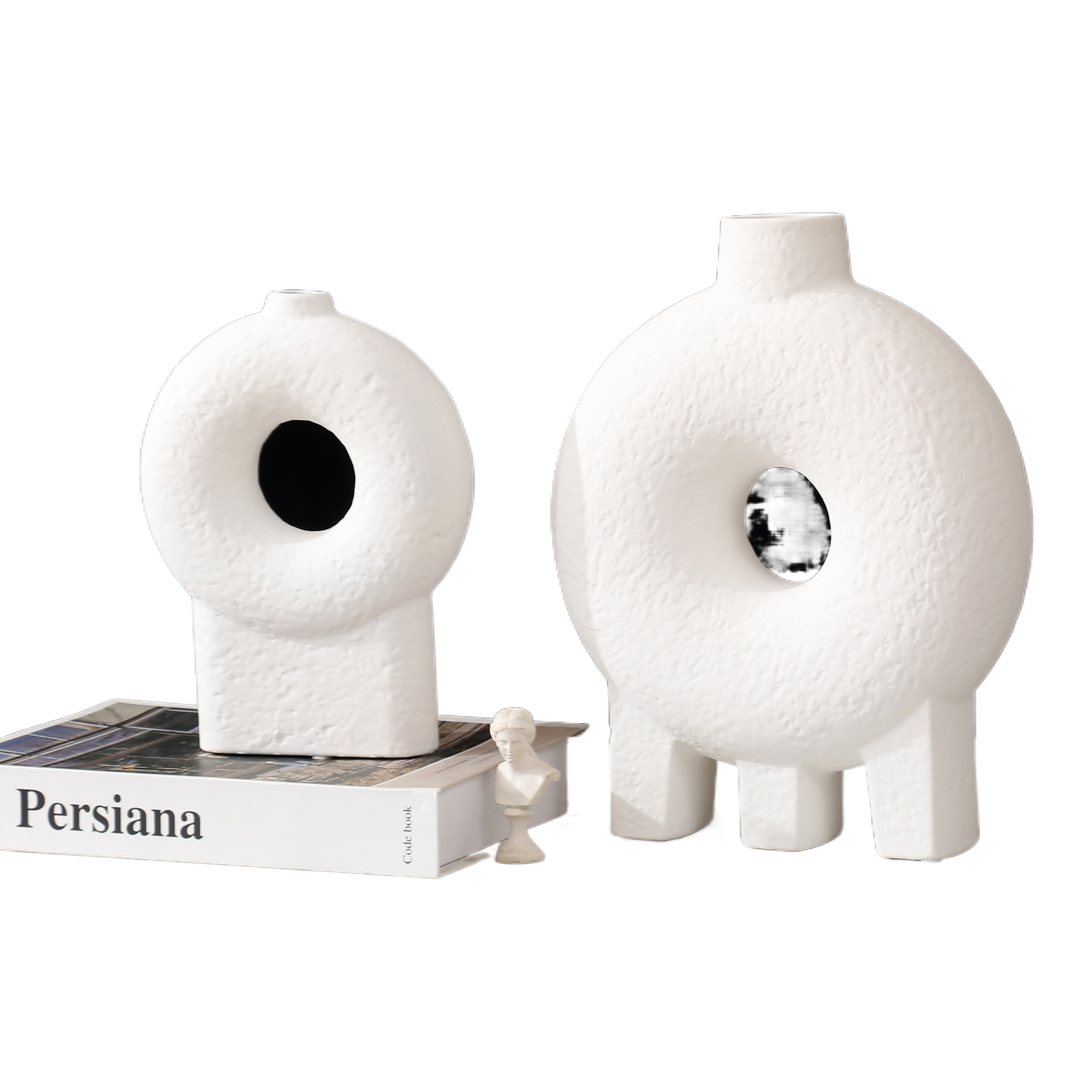 Wabi-sabi style ceramic white vase 091245048 Item Picture