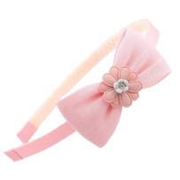 Pink bow tie splicing Korean-style ladies' hairband, leather thin headband, children's headband Item Picture