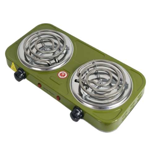 Double-head coil household electric stove, retro style adjustable temperature electric stove, small kitchen tea boiling and heating electric stove, small household appliances Item Picture