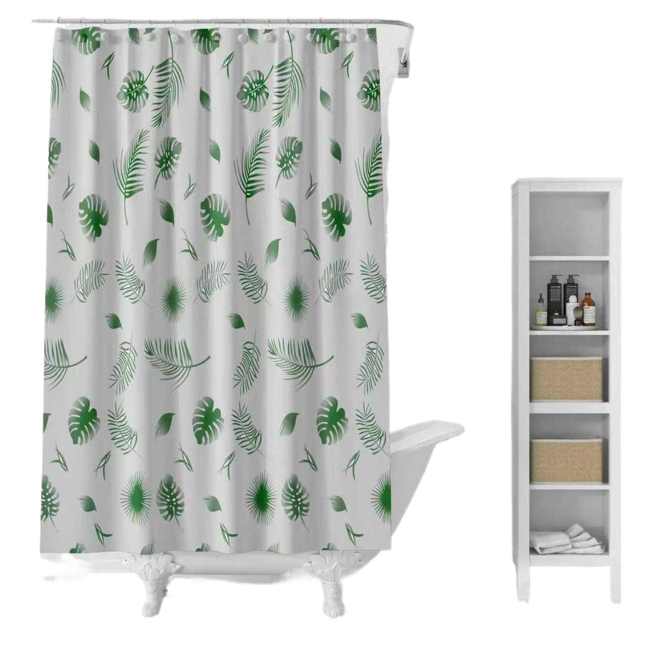 浴帘/浴帘隔断帘/免打孔后门帘/洗手间防水布/折叠浴室隔断帘白底实物图