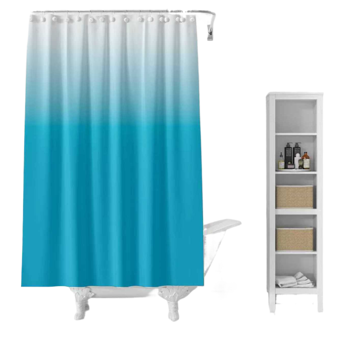 浴帘/浴帘隔断帘/免打孔后门帘/洗手间防水布/折叠浴室隔断帘白底实物图