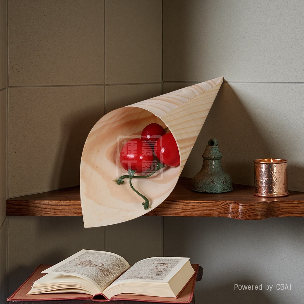 Japanese and Korean creative wooden ice cream cone coffee shop disposable snack packaging wooden veneer egg roll container ice cream packaging 135704884 Application Scenario