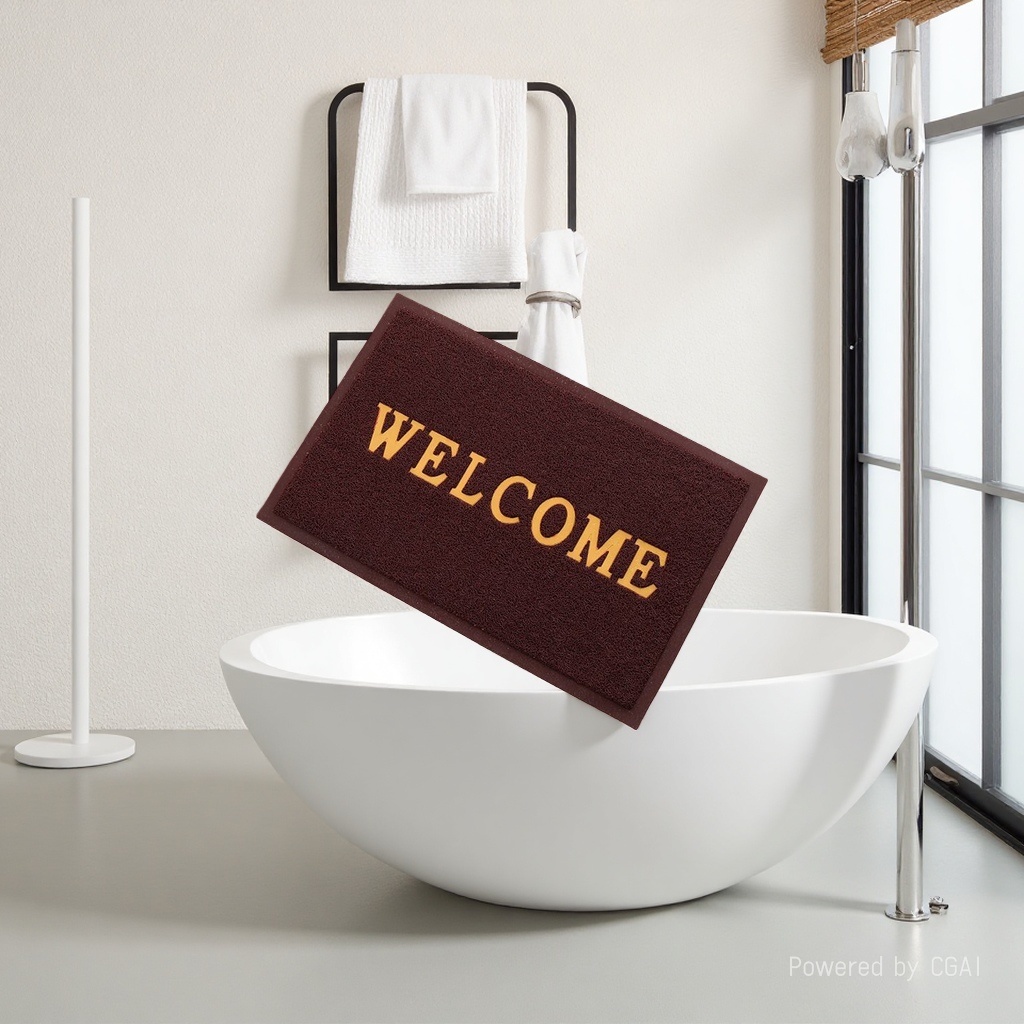 Factory direct sales of English brushed door entrance, welcome to the door, anti-slip and waterproof foot mat 38*58cm details Picture