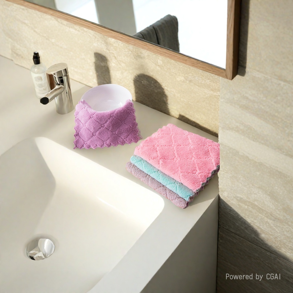 25*25cm dishcloth, absorbent cloth, non-stick scouring pad, kitchen dishcloth, cleaning cloth, table and dish wiping cloth, 143422527 Application Scenario