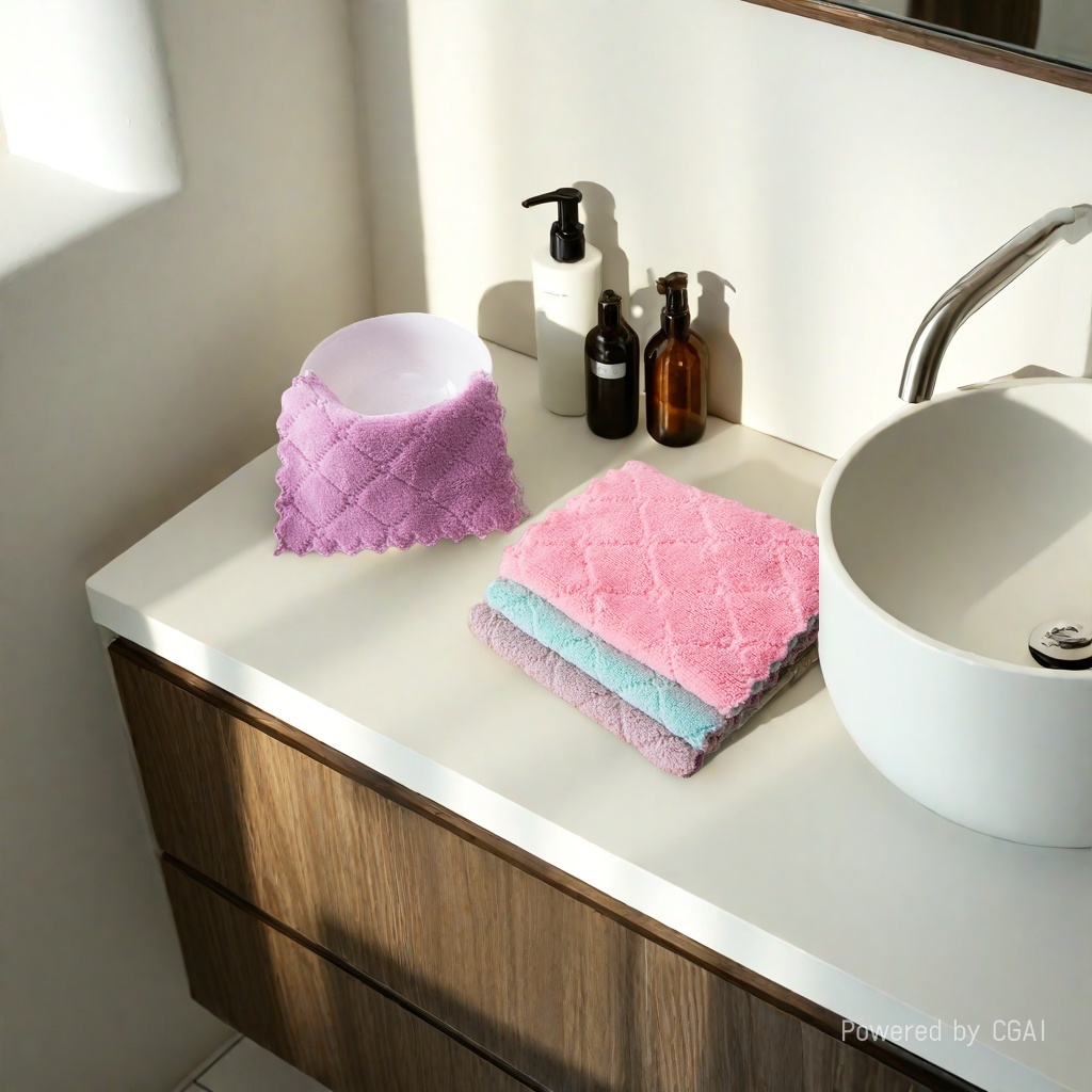 25*25cm dishcloth, absorbent cloth, non-stick scouring pad, kitchen dishcloth, cleaning cloth, table and dish wiping cloth, 143422527 Specification image