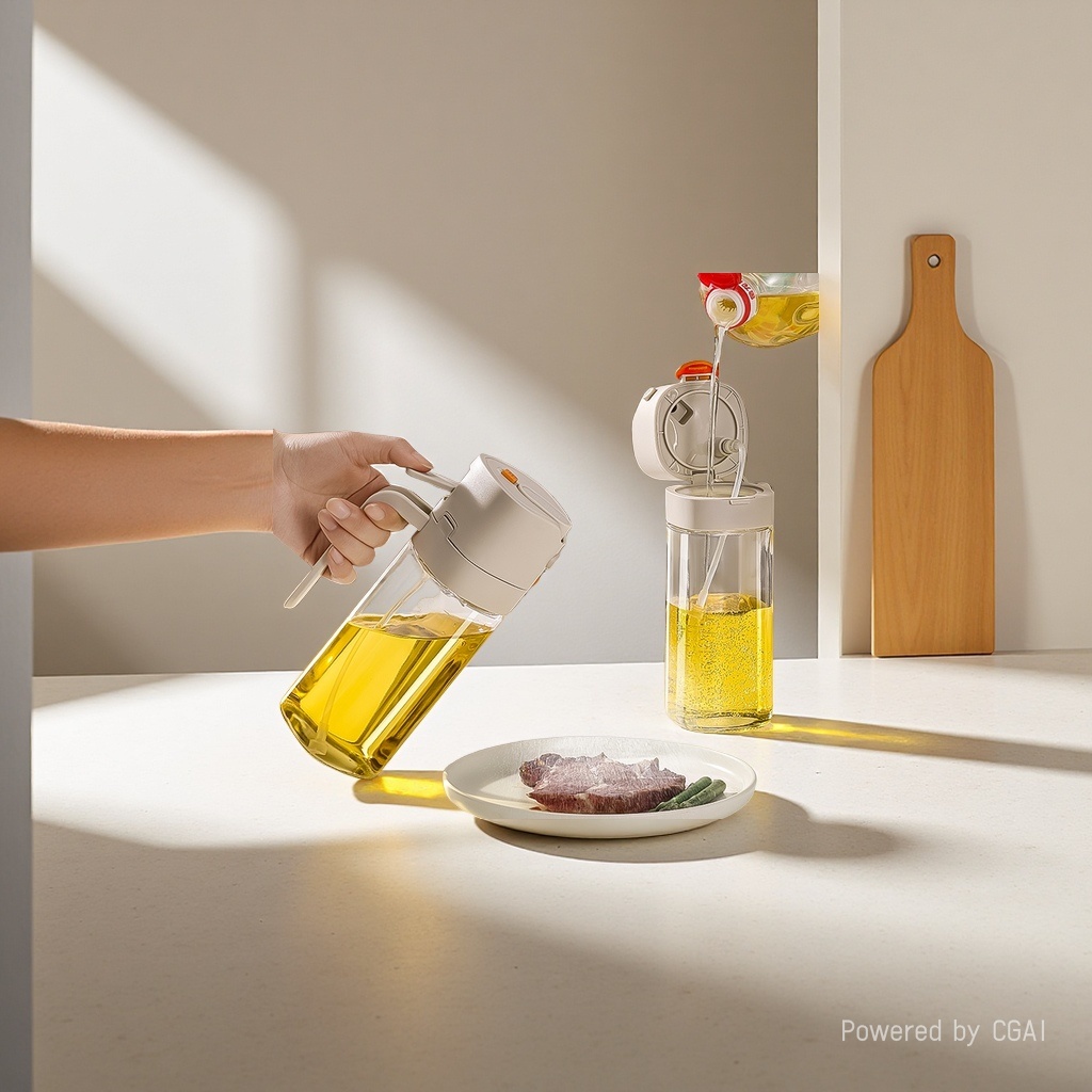 油壶/自动开合油壶/酱油瓶/醋瓶/调味瓶罐白底实物图