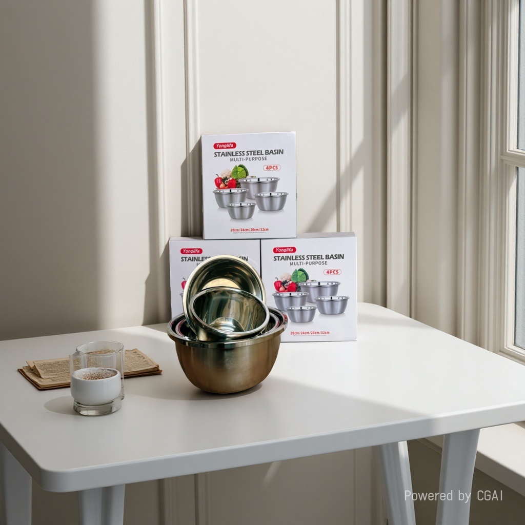 Household large basin and multi-purpose cooking basin 4-piece set with color box 201, anti-slip, waterproof and durable
