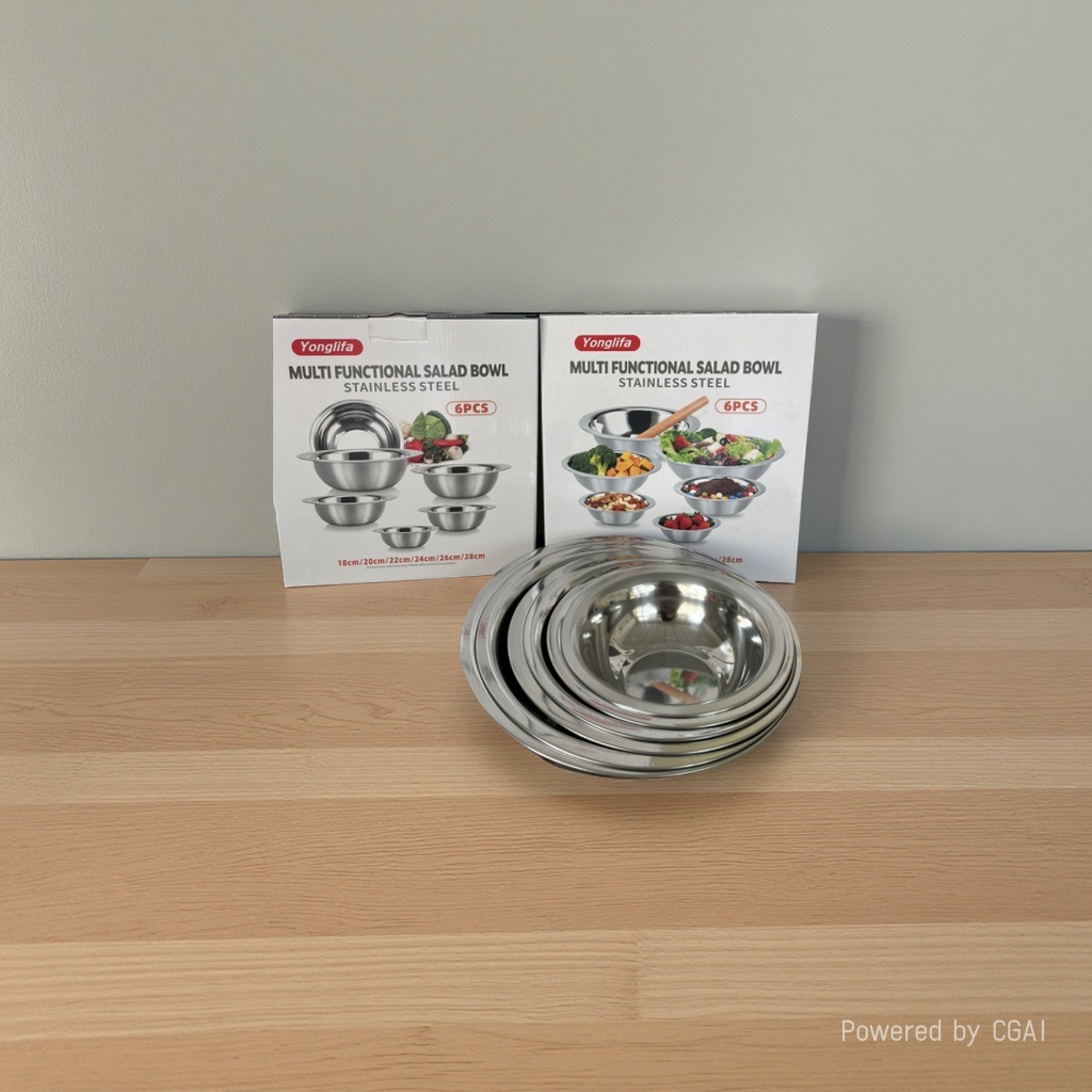 Stainless steel multi-functional salad bowl set, ceramic bowl and plate, dumpling plate, home ceramic plate