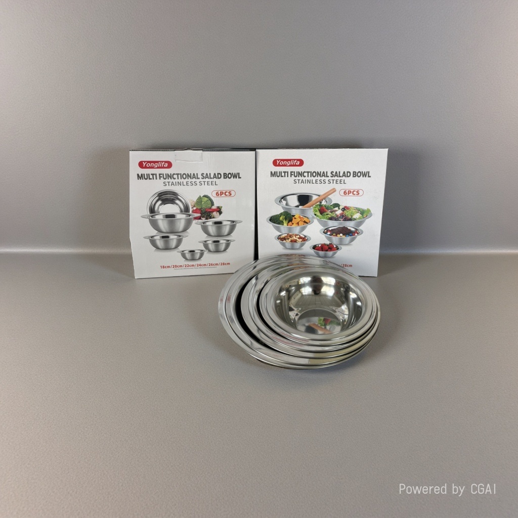 Stainless steel multi-functional salad bowl set, ceramic bowl and plate, dumpling plate, home ceramic plate Specification image