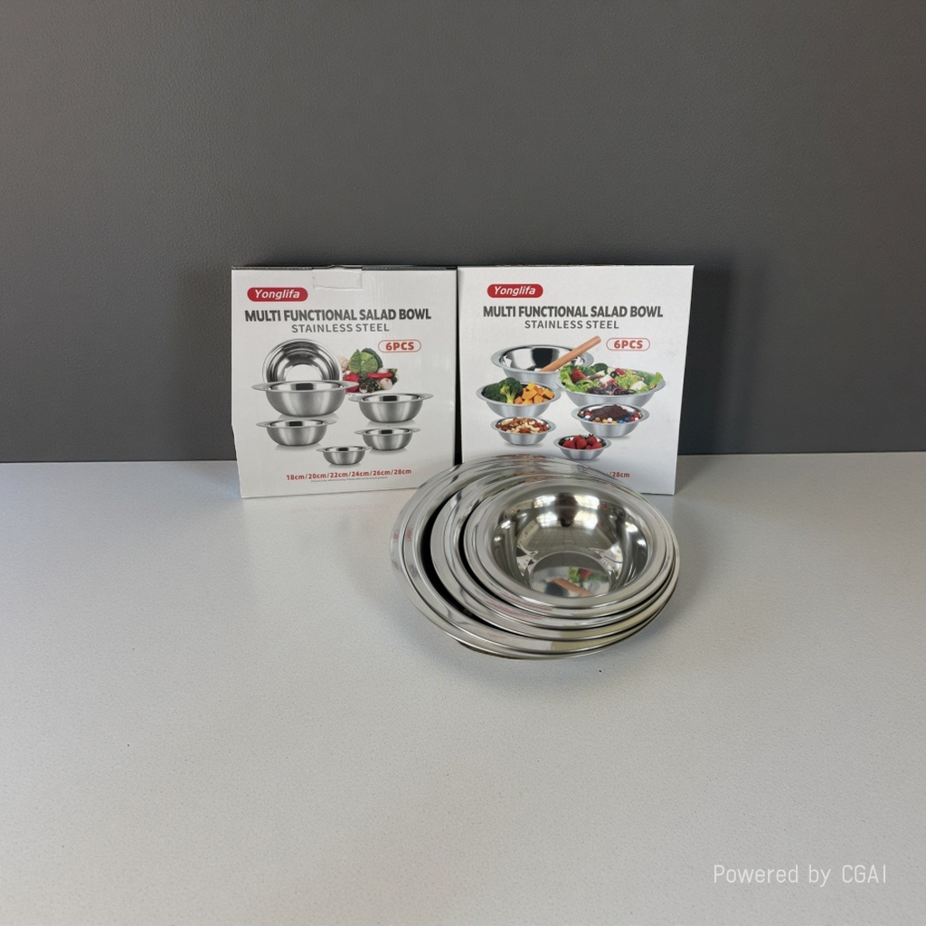 Stainless steel multi-functional salad bowl set, ceramic bowl and plate, dumpling plate, home ceramic plate details Picture