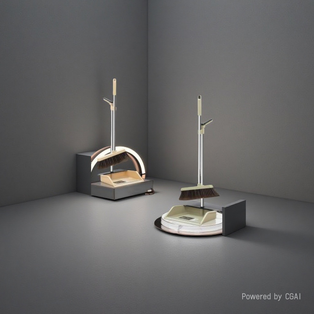Standing broom and dustpan set, household broom, broom handle set, flat wire