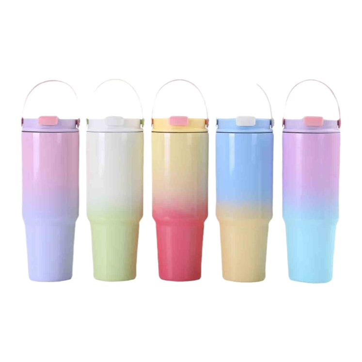 New cross-border 304 stainless steel 30oz insulated cup with gradient color double-layer ice cup, outdoor portable car cup Item Picture