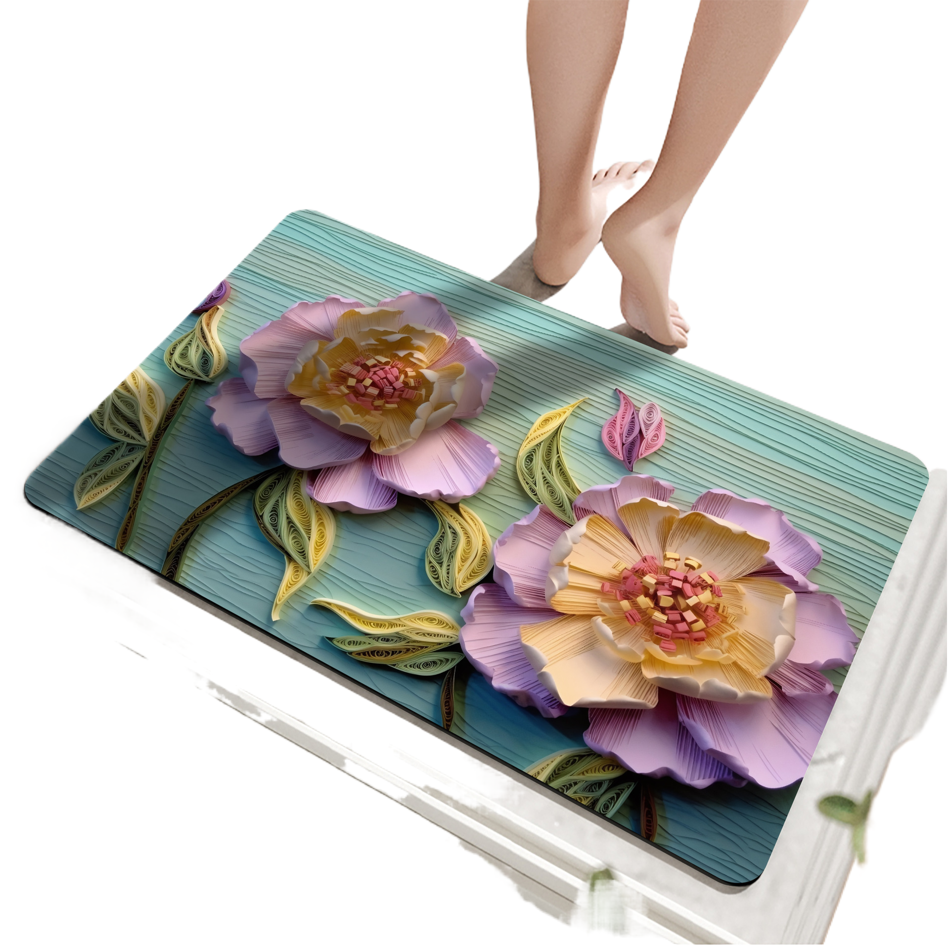 Household diatom mud soft mat, bathroom floor mat, bathroom quick-drying absorbent mat, toilet anti-slip foot mat, carpet, door mat, 38*58cm Application Scenario