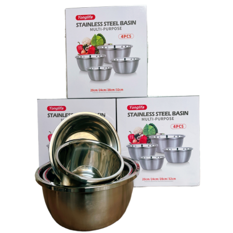 Household large basin and multi-purpose cooking basin 4-piece set with color box 201, anti-slip, waterproof and durable Item Picture