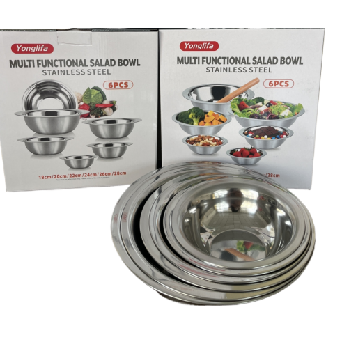 Stainless steel multi-functional salad bowl set, ceramic bowl and plate, dumpling plate, home ceramic plate Item Picture