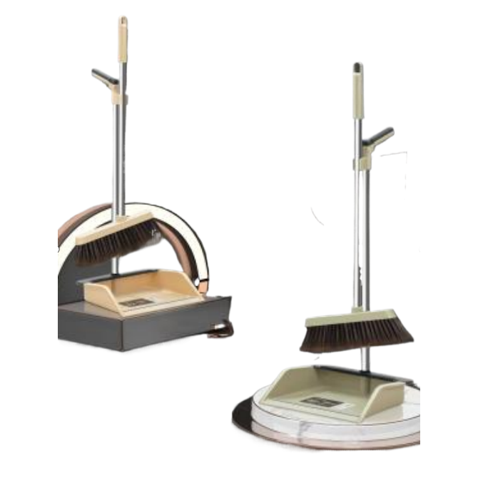 Standing broom and dustpan set, household broom, broom handle set, flat wire Item Picture