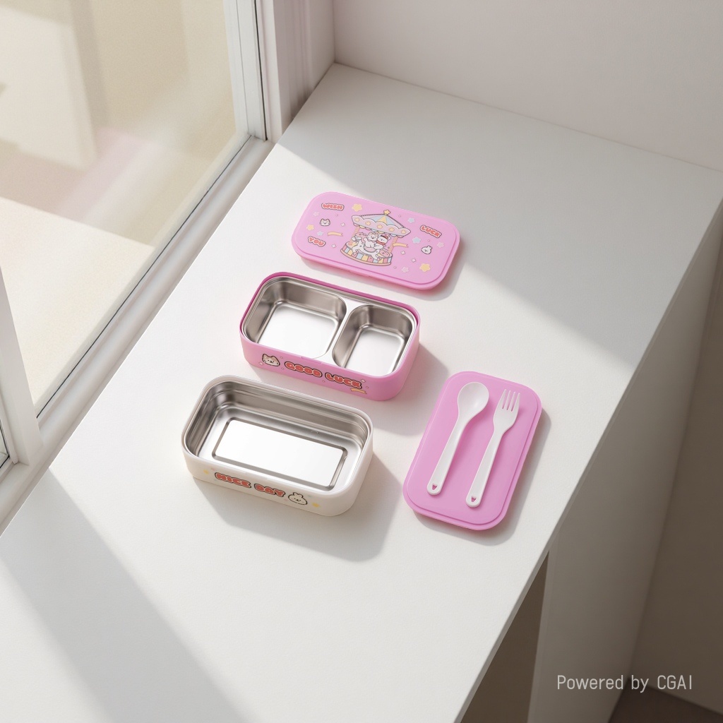104M-ET8332 Good Luck Wooden Horse Color Box, Two-layer (304) Lunch box, 20*11.7*10cm Specification image