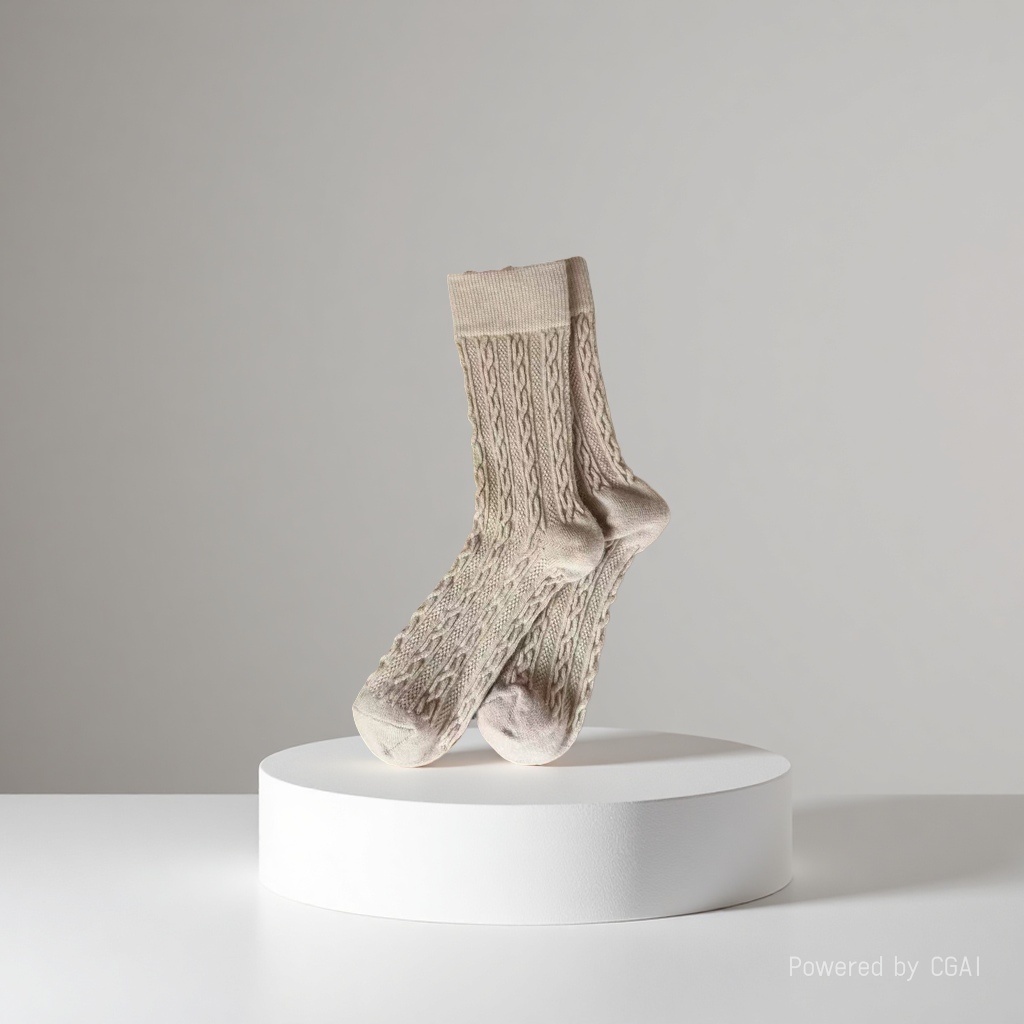 Beige woven socks are comfortable, breathable and thickened for daily use Specification image