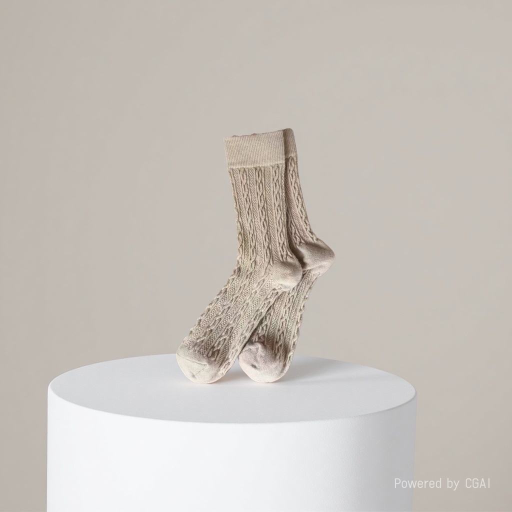 Beige woven socks are comfortable, breathable and thickened for daily use Application Scenario