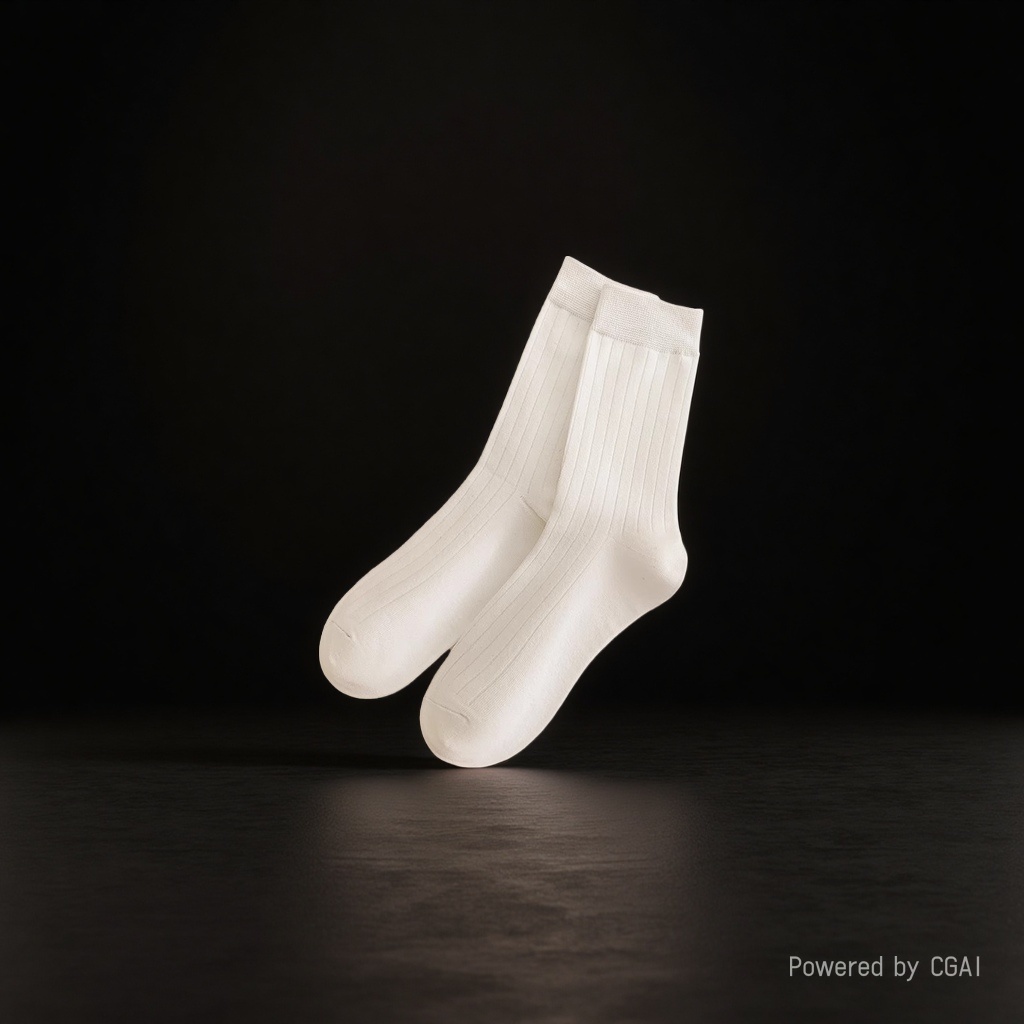 Blanco rayas verticales calcetines de algodón espesado transpirable cómodo suave no se decolora Specification image
