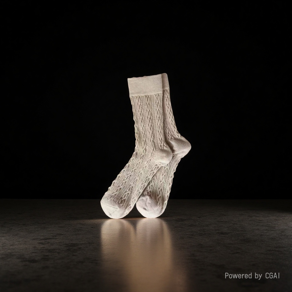 Beige knitted socks are comfortable, breathable and thickened warm socks for daily use details Picture