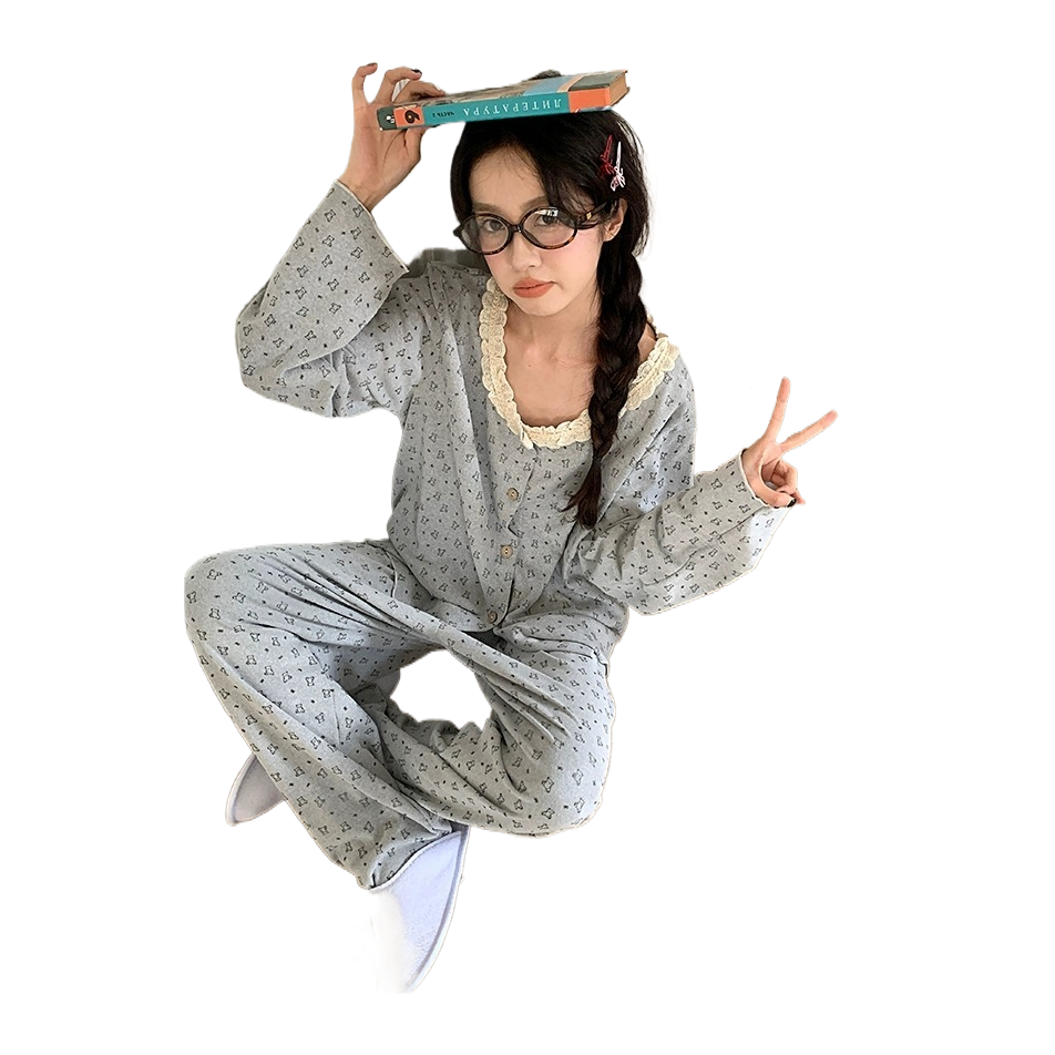 睡衣/家居服/女士睡衣/睡裤/睡衣女短袖韩版白底实物图