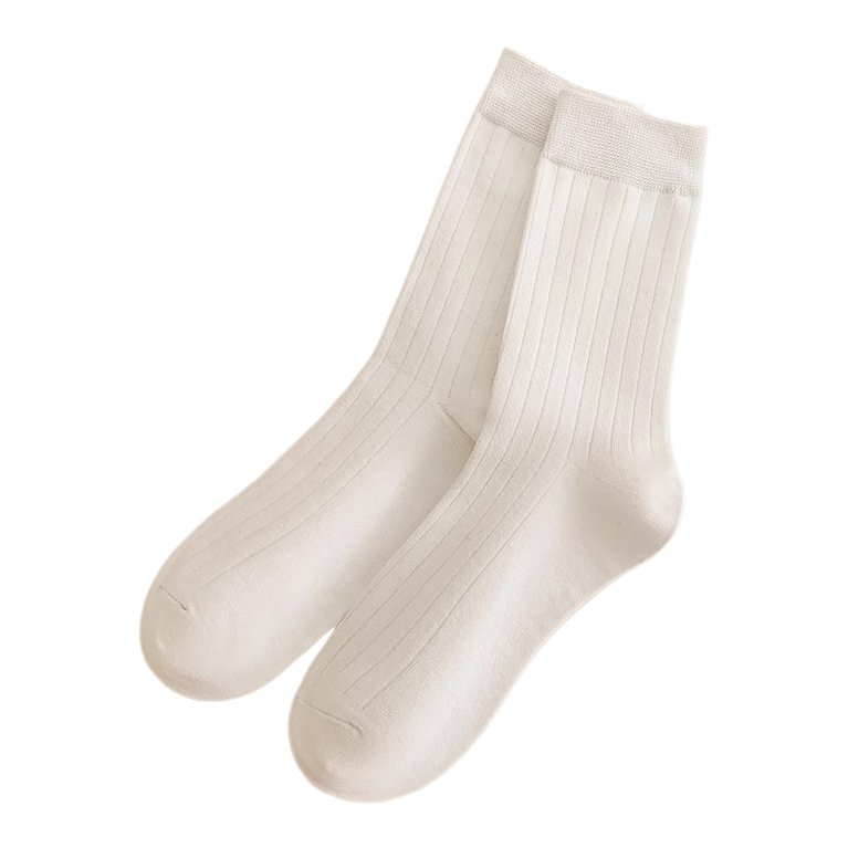 Blanco rayas verticales calcetines de algodón espesado transpirable cómodo suave no se decolora Item Picture