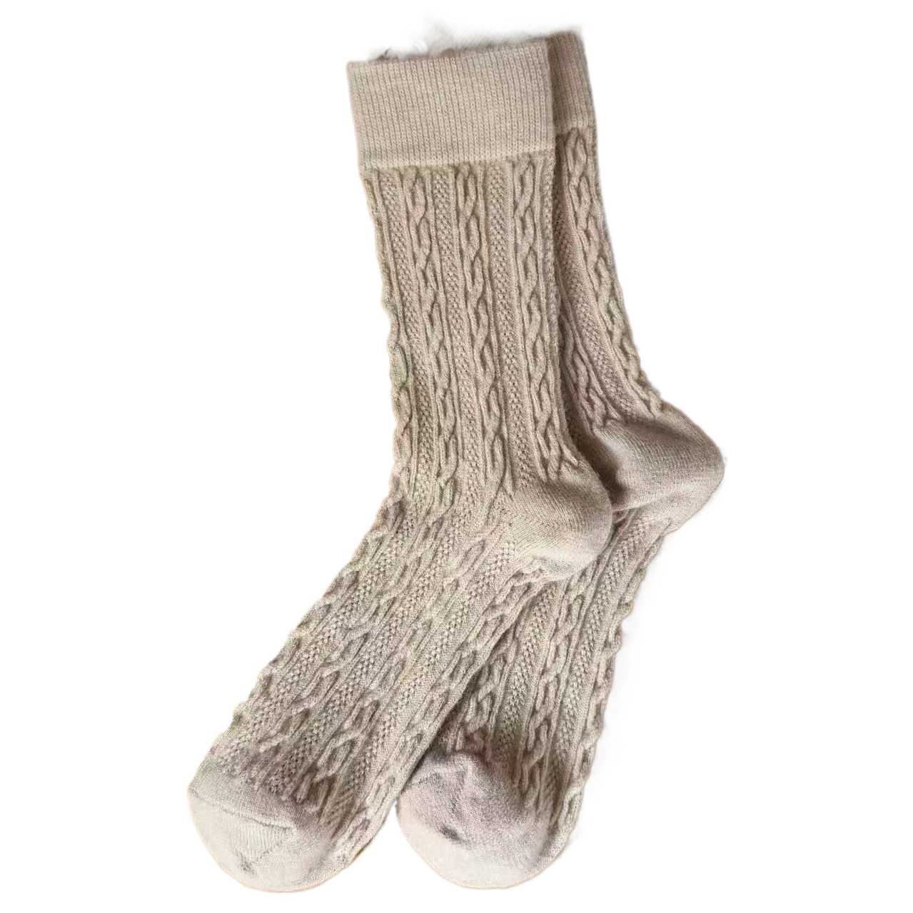 Beige knitted socks are comfortable, breathable and thickened warm socks for daily use Item Picture