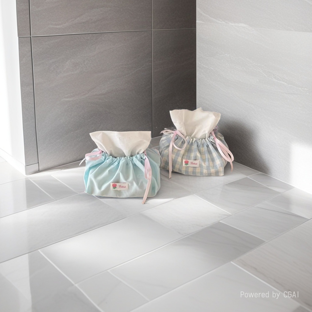 Fresh and light blue checkered drawstring tissue bag, InS-style drawstring paper bag, home Korean-style bedroom atmosphere tissue bag 100849313