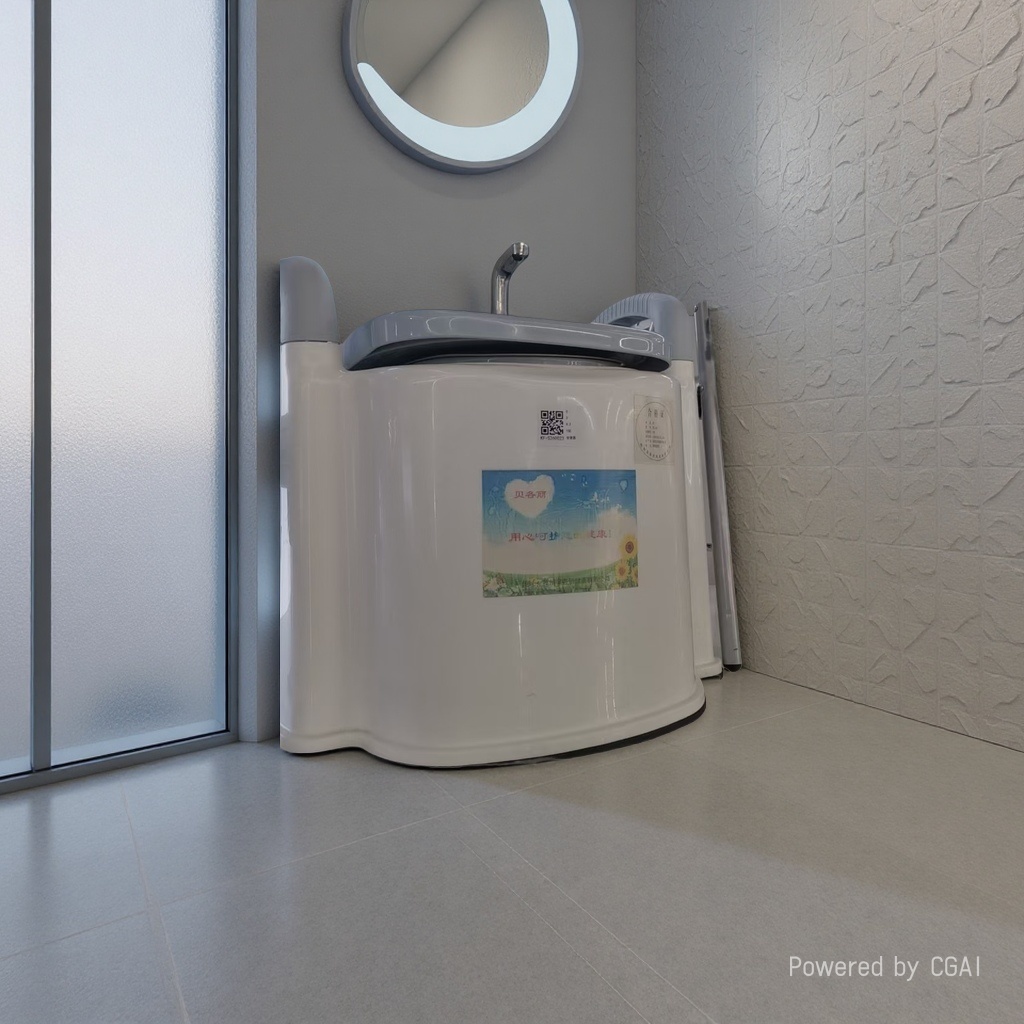 White portable children's toilet, silent football folding toilet, adult toilet ladder toilet full figure