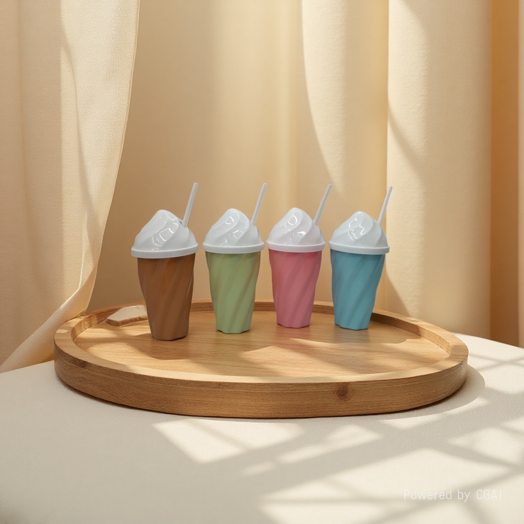 Creative ice cream water cup, high-quality plastic cup, colorful ice cream cup. 001-1046111047676