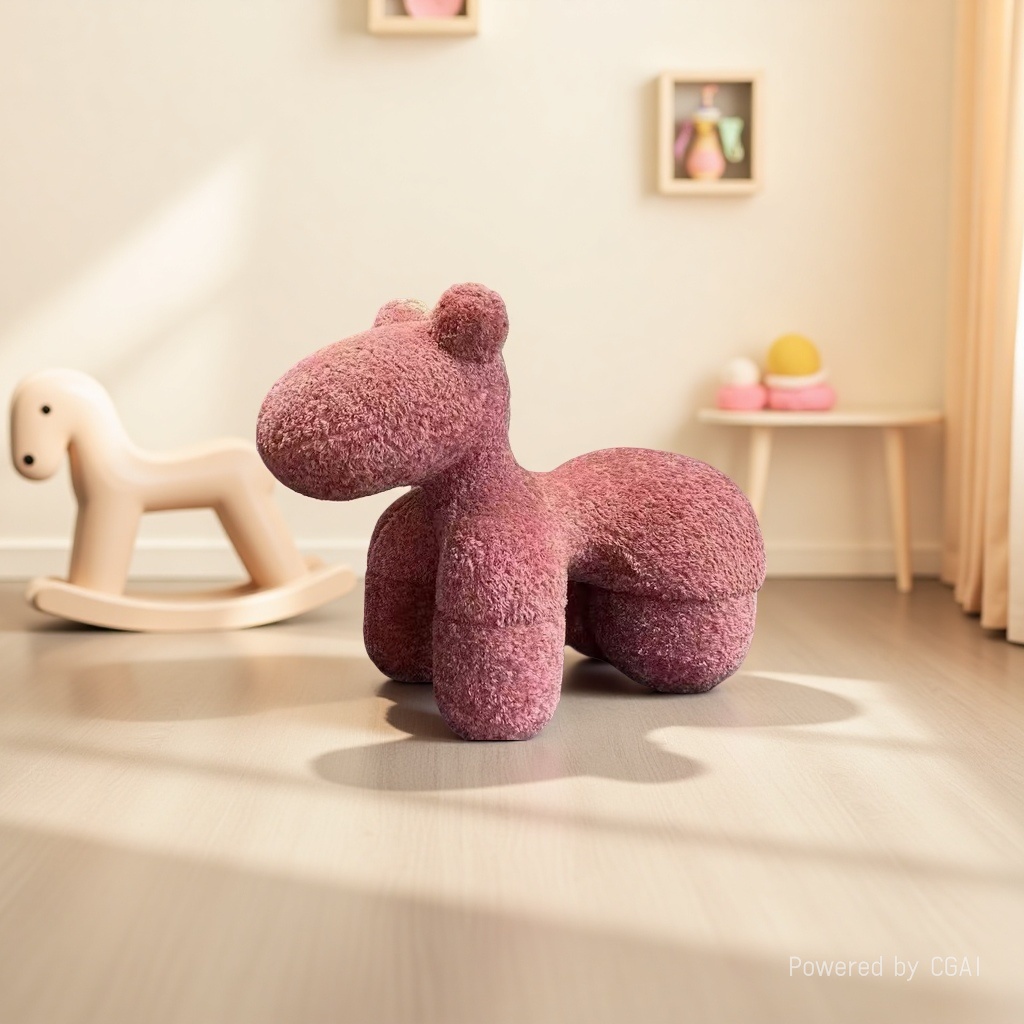 The Nordic pony chair, made of cashmere and wool fabric, is a popular home children's stool, a lazy sofa chair for the living room, and a cute cartoon stool