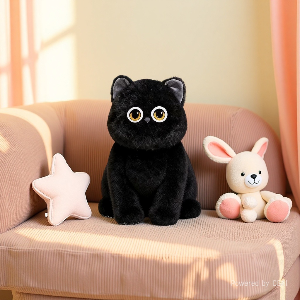 黑色毛绒猫玩偶吉祥物公仔AI玩具星星人软萌可爱毛绒玩具