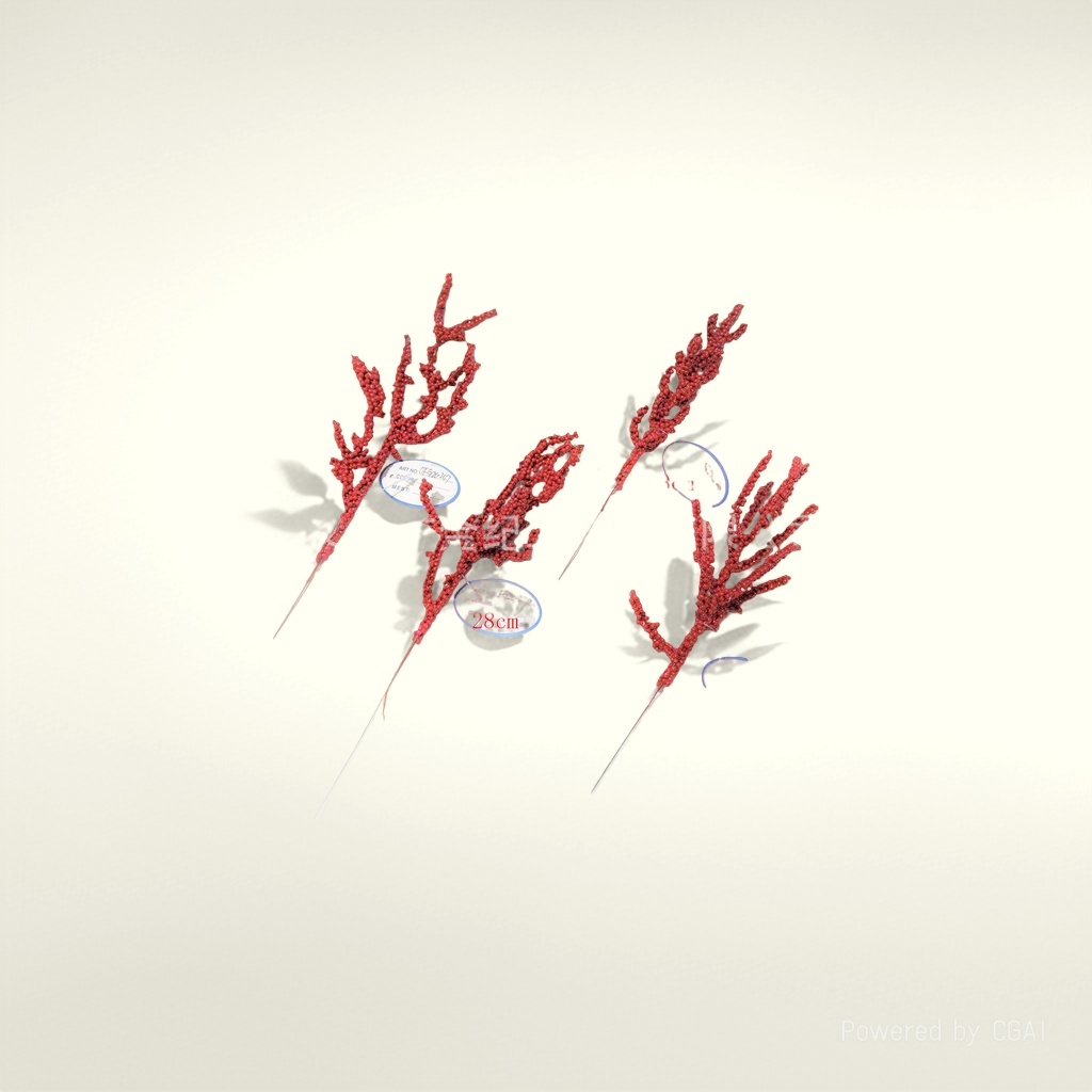 红色仿真枝条加仿真植物枝条大绿植防真假树仿真树叶圣诞插枝