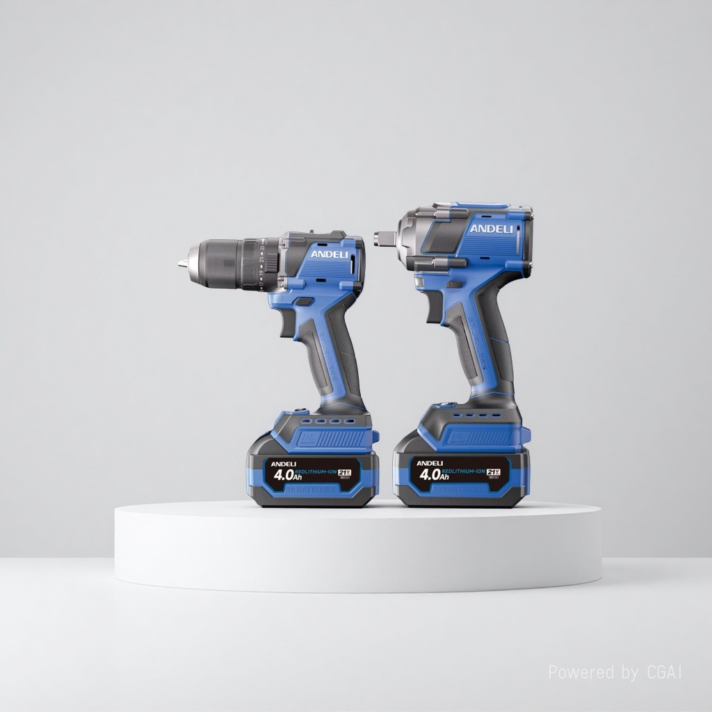 ANDELI brushless lithium battery tool set: 21V 4.0Ah lithium battery drill + Impact Screwdriver, high-torque rechargeable drill, Electric wrench Specification image