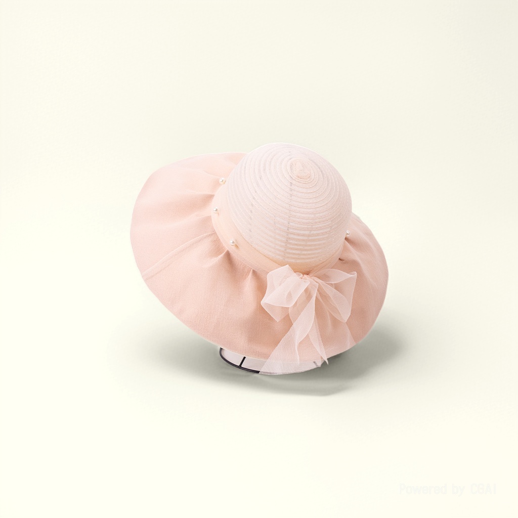 The 2026 new style of the Women's Summer hat with mesh, bow, pearl, and large brim is elegant and flattering for the face, with small sun protection and shade Application Scenario