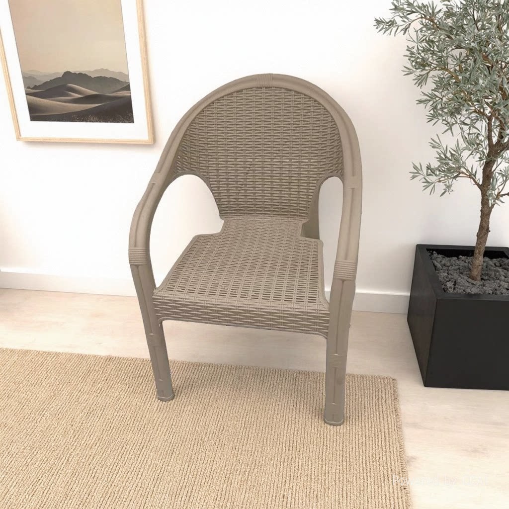 Outdoor dining chairs, single chairs, backrest chairs, outdoor rattan chairs, home courtyard garden milk tea, rainproof and sun-proof leisure chairs details Picture