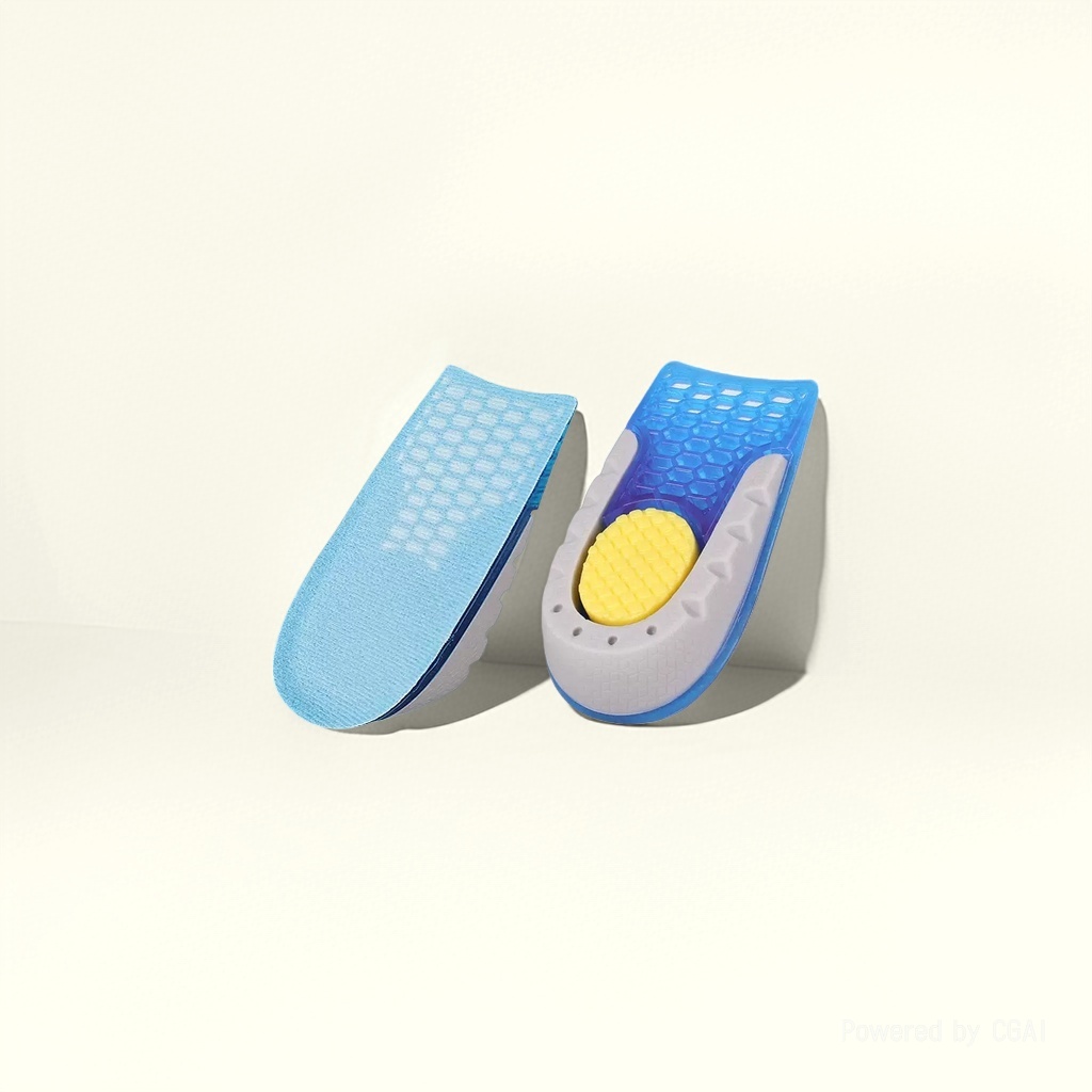 New half-size heel pad with elastic protection and shock absorption for men and women. Three-color heel pad in blue details Picture