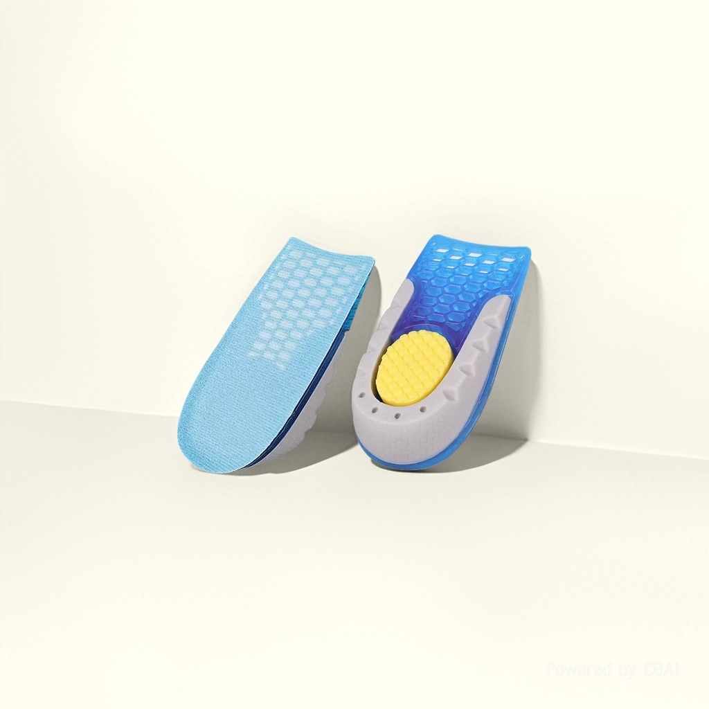 New half-size heel pad with elastic protection and shock absorption for men and women. Three-color heel pad in blue Specification image